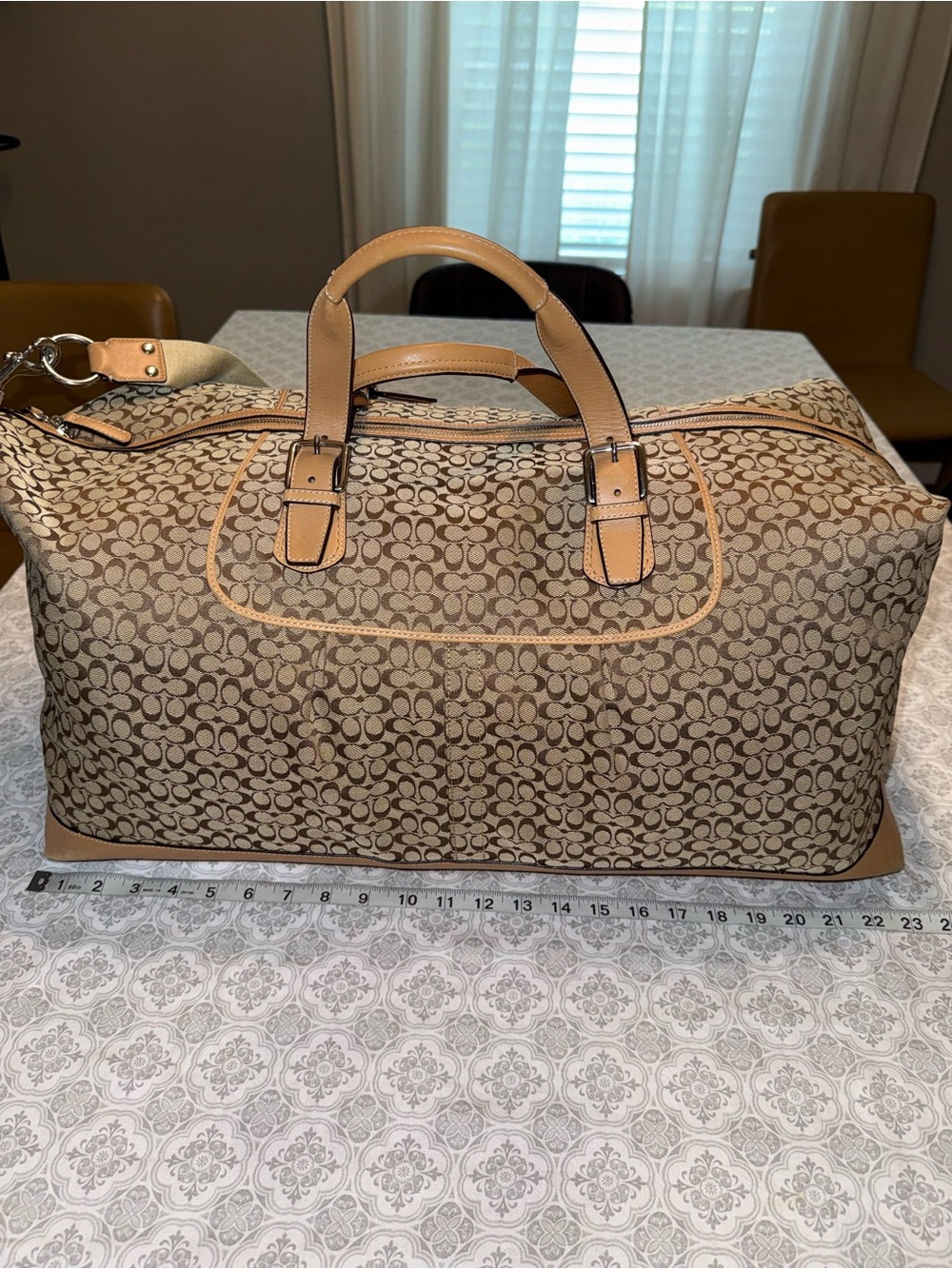 COACH DUFFLE LARGE OVER NIGHT BAG AUTHENTIC SIGNATURE MONOGRAM - Picture 13 of 15